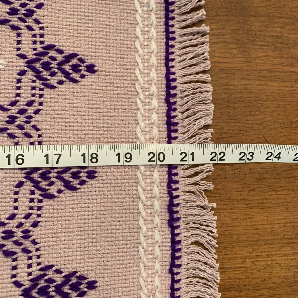 Swedish‎ Weave Table Runner Geometric Fringe Purple Lavender